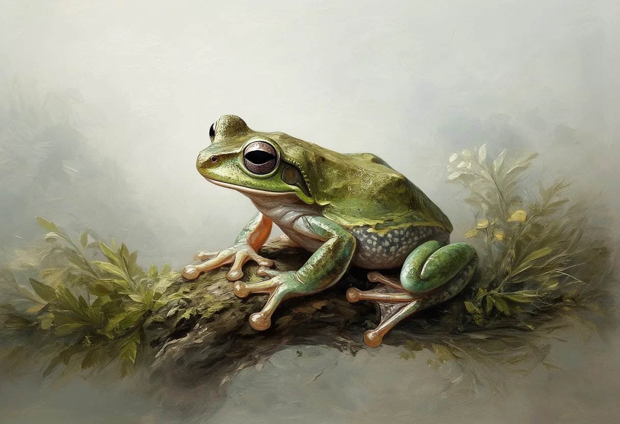 Tree Frog in gentle mist Oil Painting