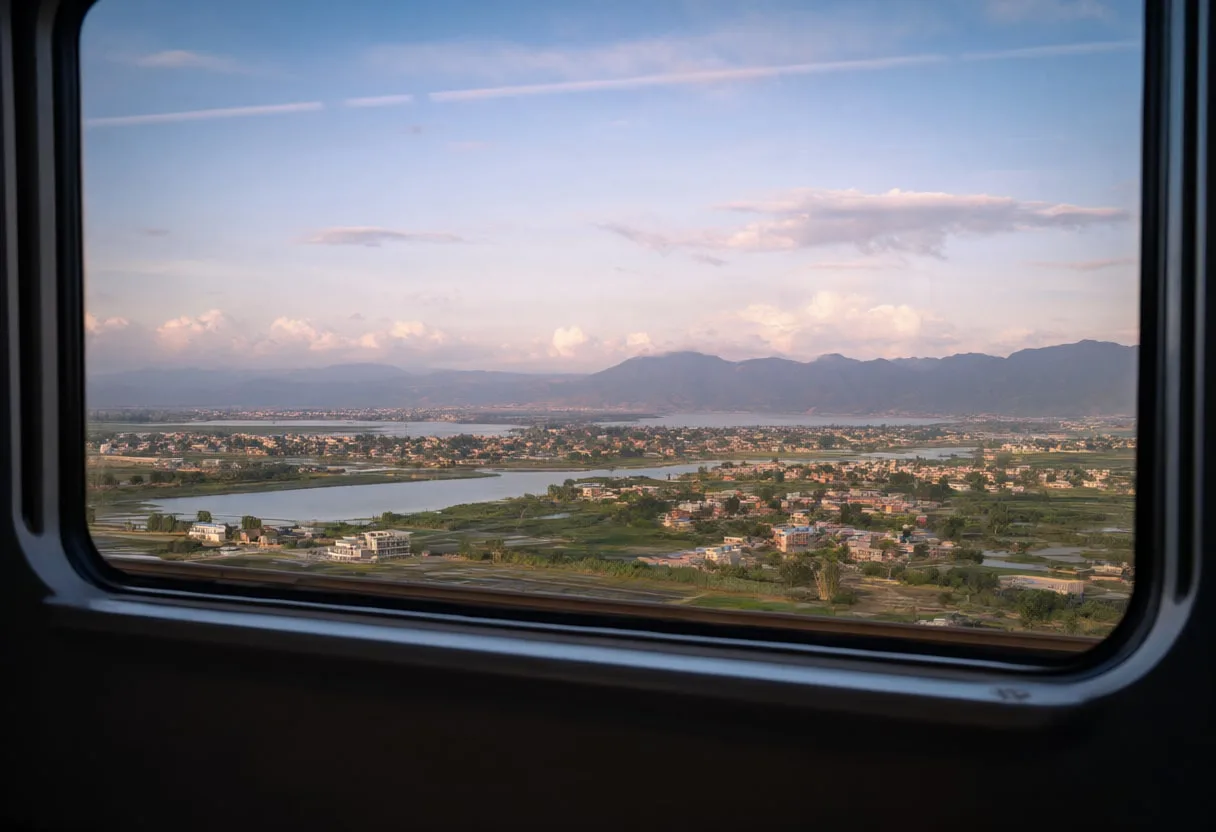 Train Window With A Landscape Passing By