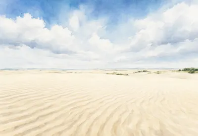 Sand Ripple Patterns under a dramatic sky Watercolour