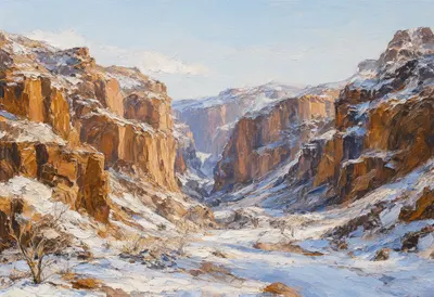Clay Canyon Walls in winter Oil Painting