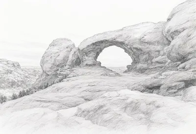 Sandstone Arch at dawn Pencil Sketch
