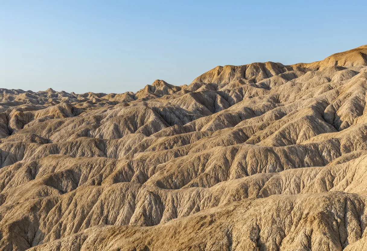 Badlands Erosion Lines in warm summer light