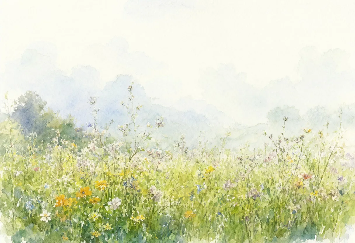 Wildflower Verge after rain Watercolour