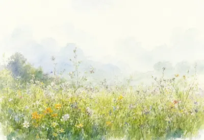 Wildflower Verge after rain Watercolour