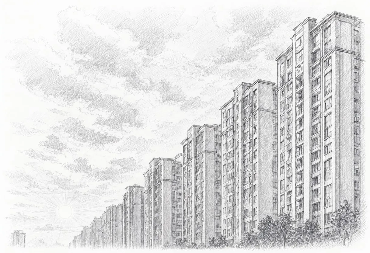 Tower Blocks and Cloud Layers with dramatic clouds