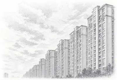 Tower Blocks and Cloud Layers with dramatic clouds