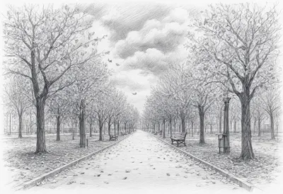 City Park in Autumn with dramatic clouds