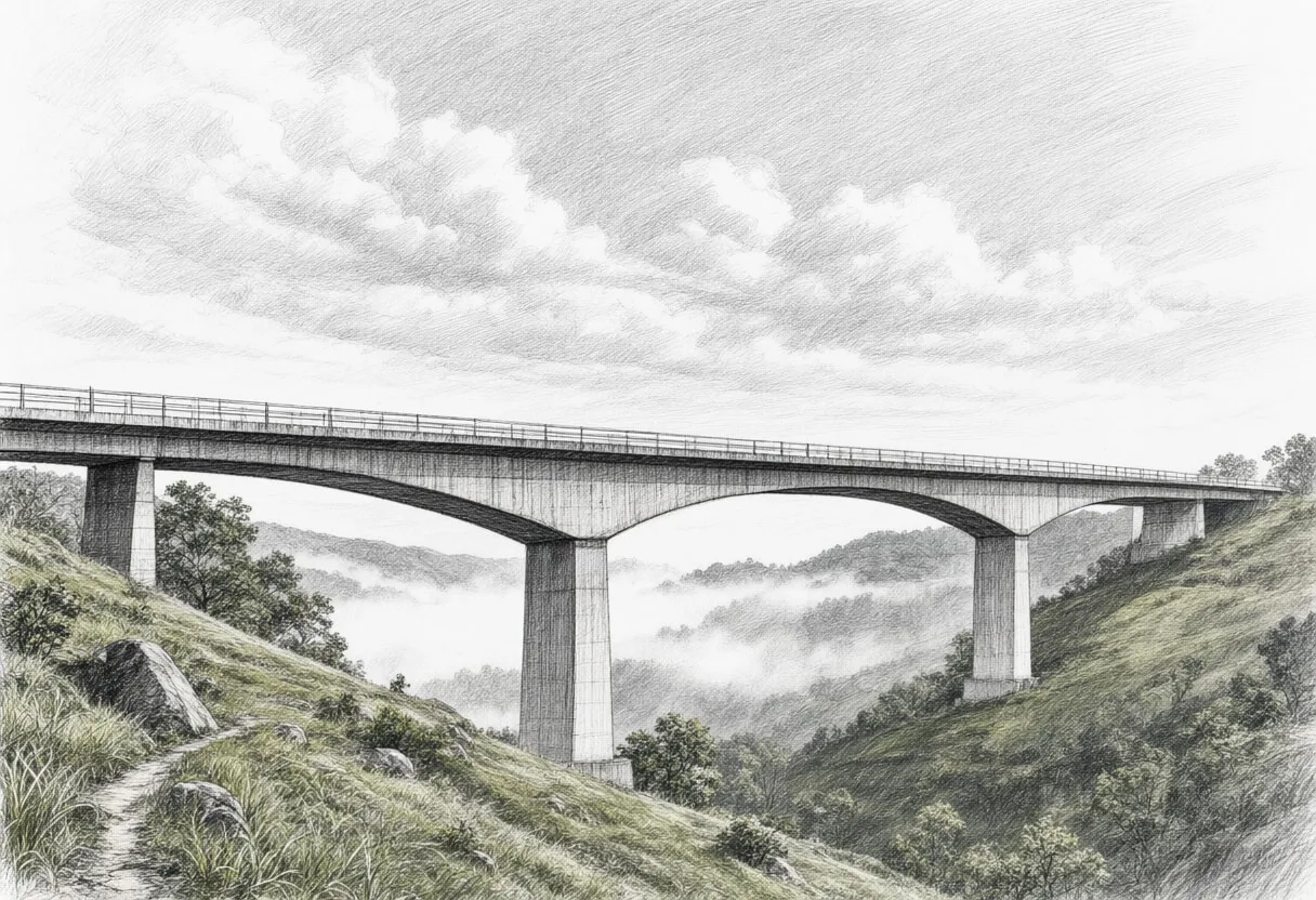 Bridge over a Green Valley with dramatic clouds