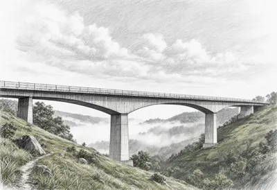 Bridge over a Green Valley with dramatic clouds