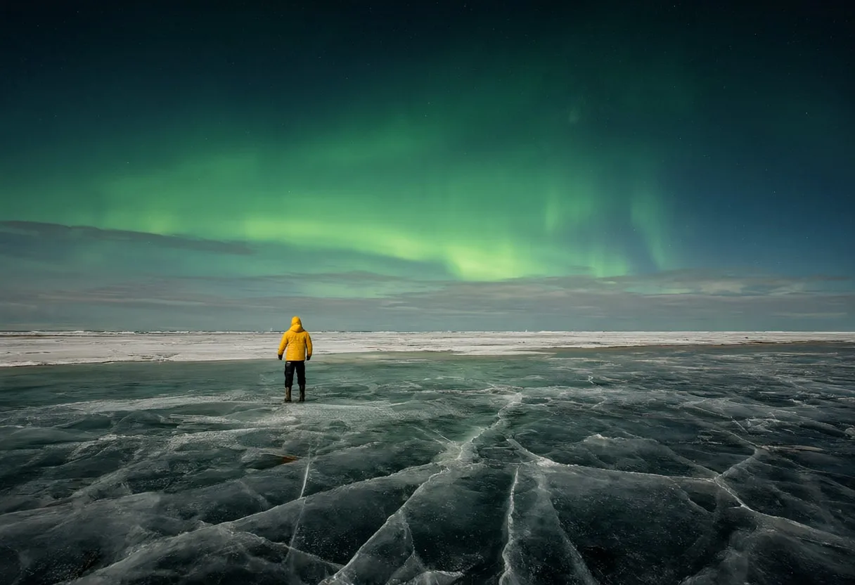 Aurora over a Frozen River