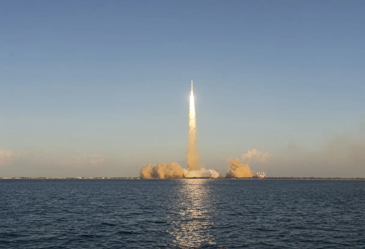 Launch Plume at Sunset from the Water
