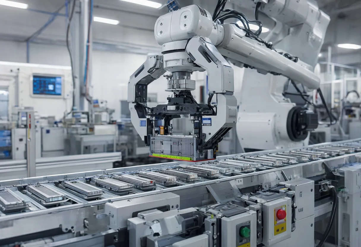 Robot Arm Handling a Battery Cell