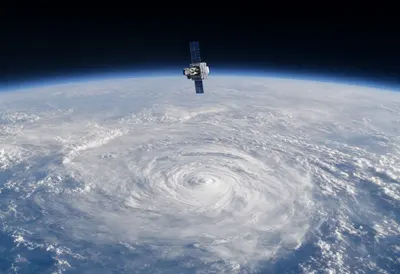 Satellite above a Storm System