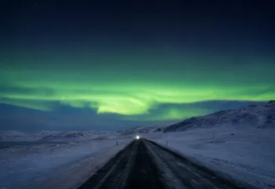 Aurora Band over a Winter Road