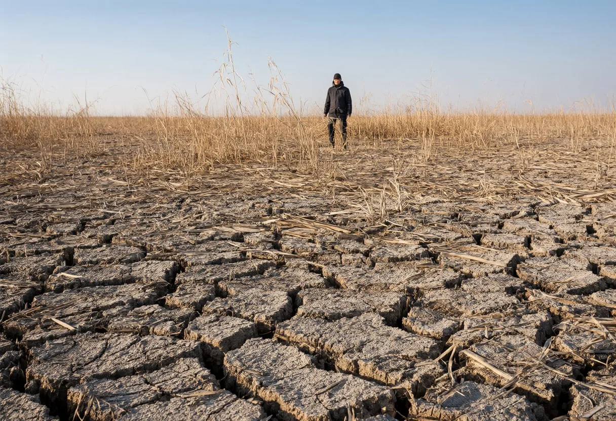 Dried Wetland with Cracked Mud