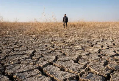 Dried Wetland with Cracked Mud