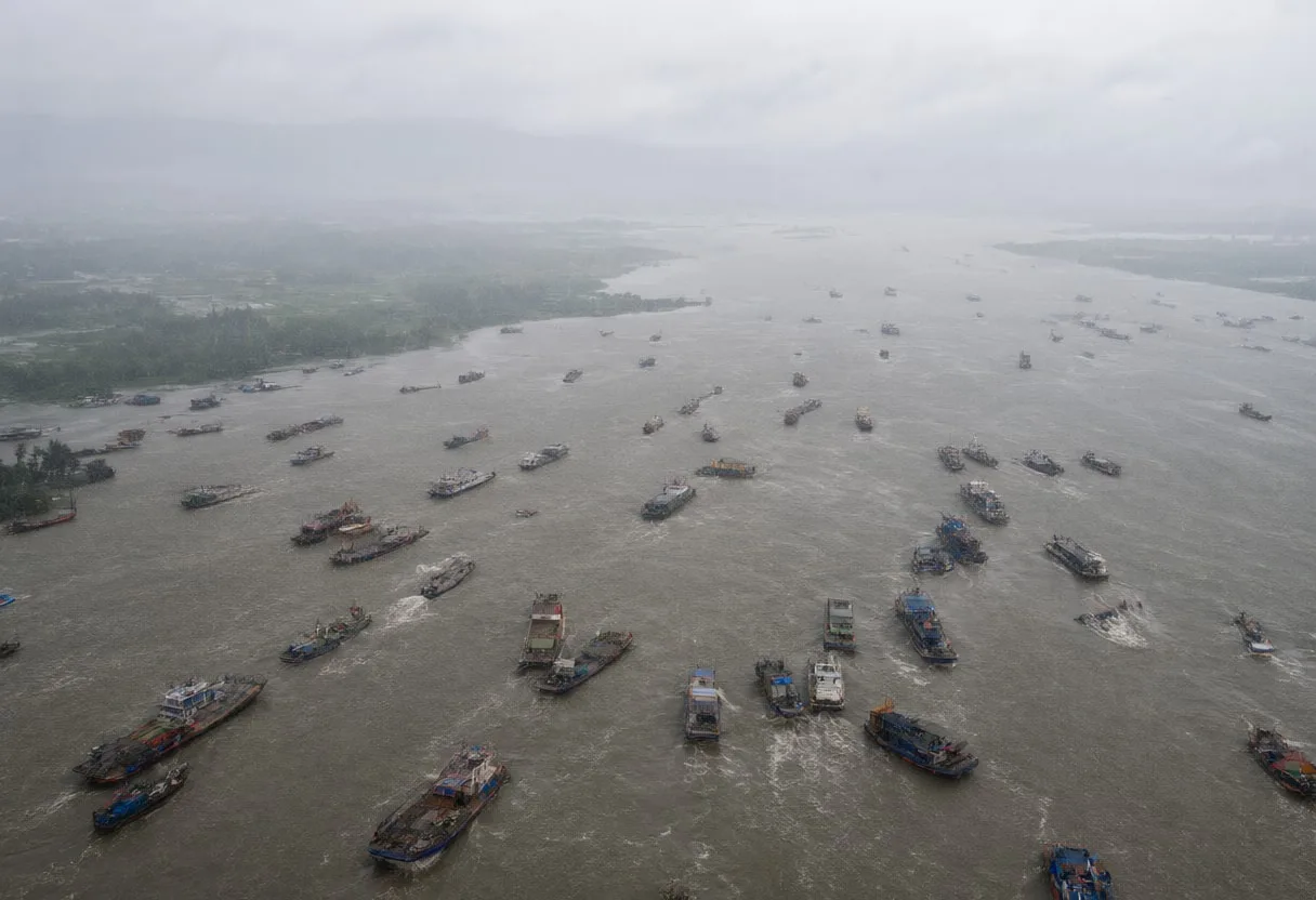 Monsoon Rain over a River Delta