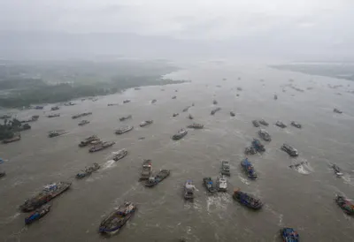 Monsoon Rain over a River Delta