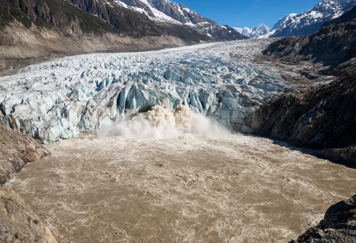 Glacier Lake Burst Flood from Above