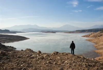 Heatwave Haze over a Reservoir