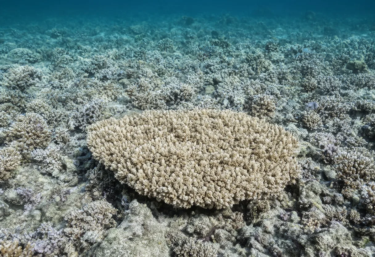 Coral Bleaching Underwater