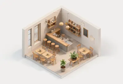 Small cafe interior
