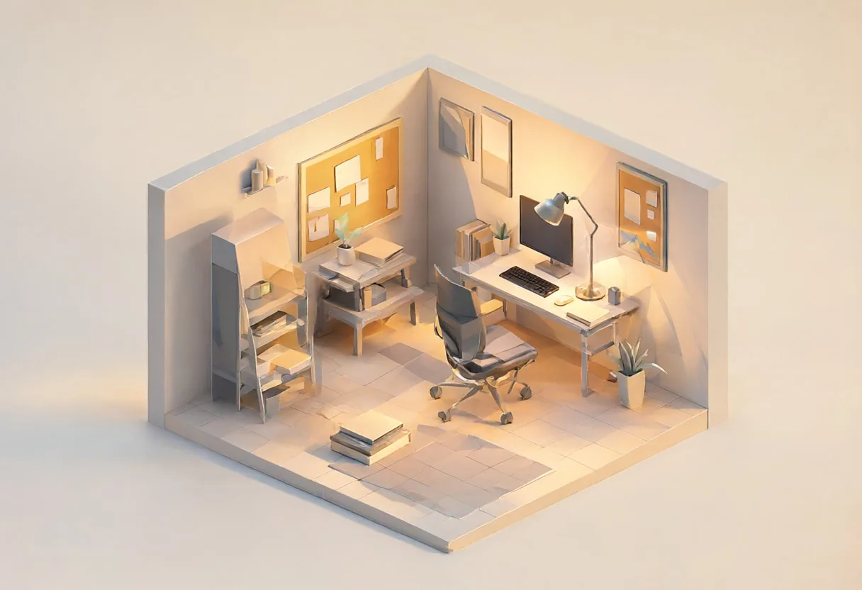 Tiny workspace corner — At golden hour