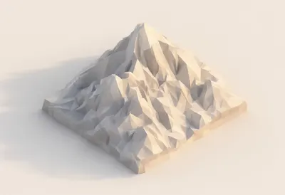 Low poly mountain range — At golden hour