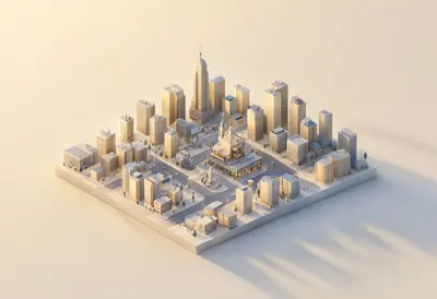 Miniature city block — At golden hour