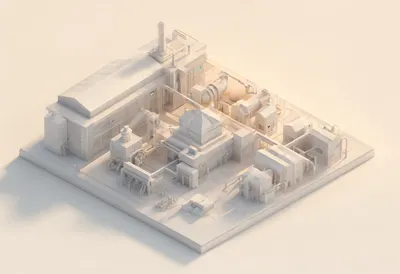 Isometric factory — At golden hour
