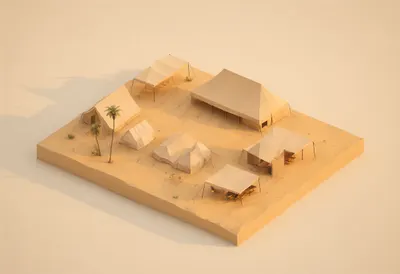 Desert camp — At golden hour