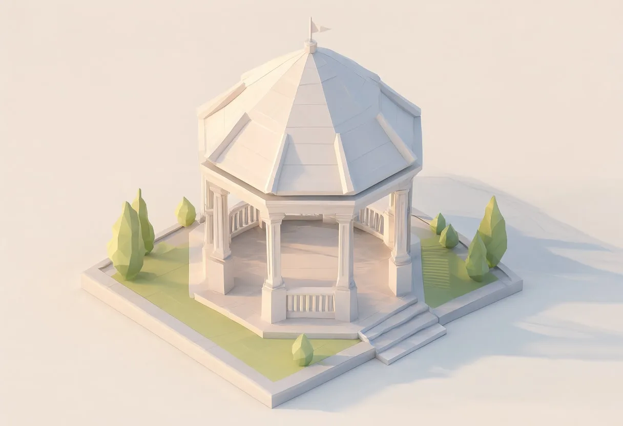 Garden pavilion — At golden hour