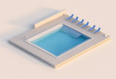 Pool deck — At golden hour