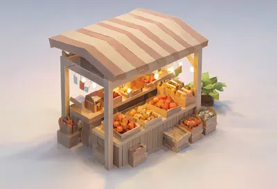 Market stall — At dusk with warm lights