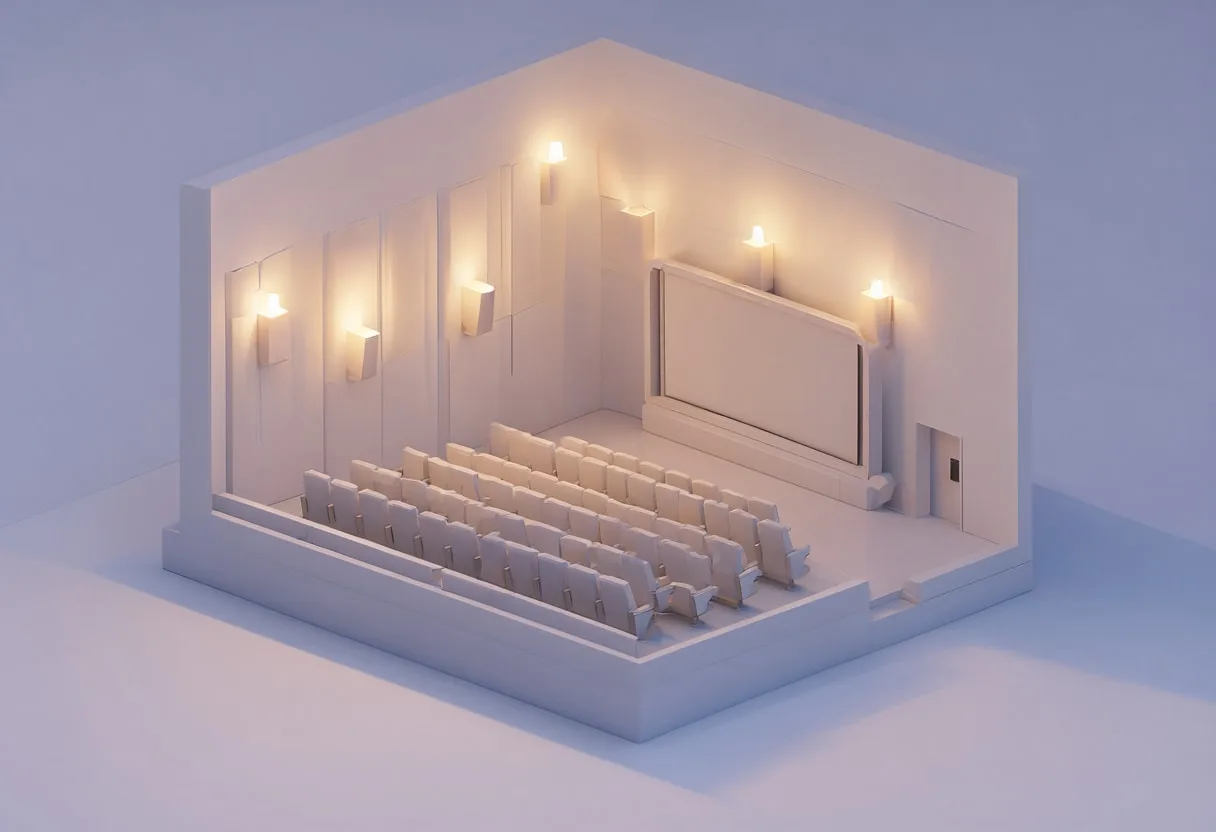 Cinema room — At dusk with warm lights