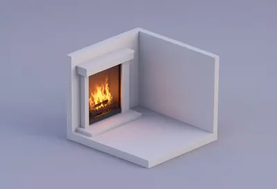 Fireplace corner — At dusk with warm lights