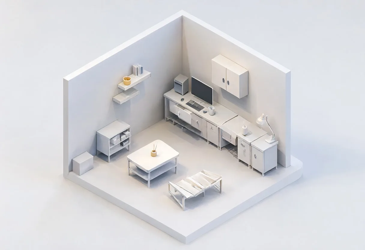 Minimal living room — In a pastel palette
