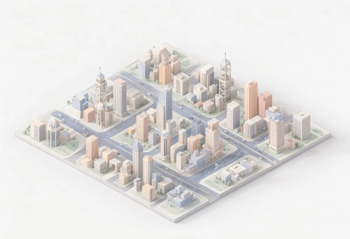 Miniature city block — In a pastel palette