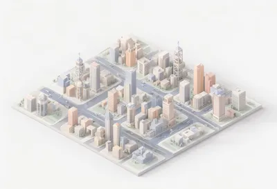 Miniature city block — In a pastel palette