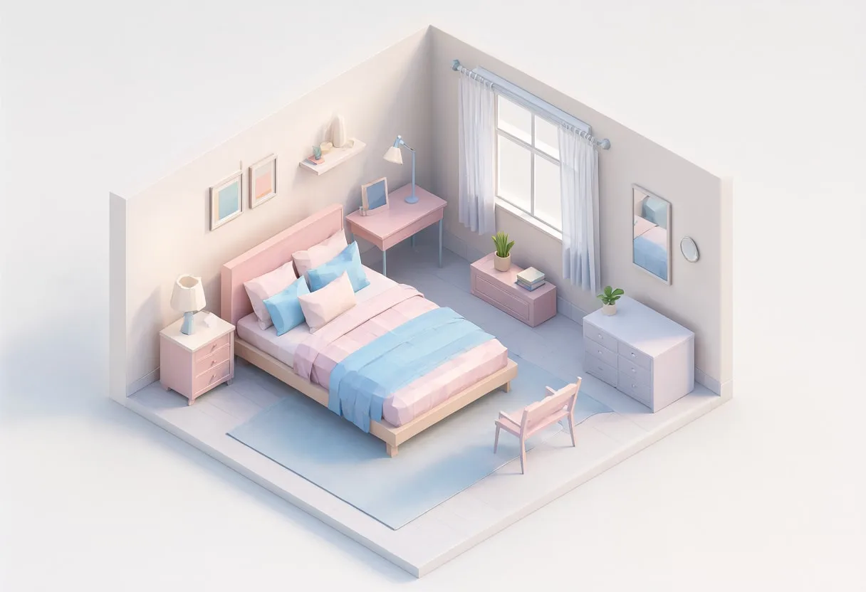 Cozy bedroom — In a pastel palette