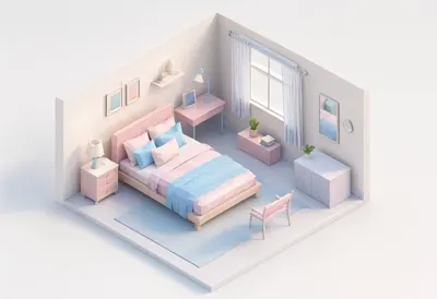 Cozy bedroom — In a pastel palette