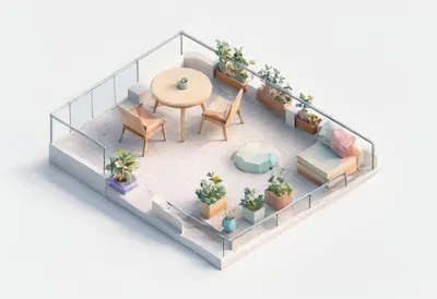 Balcony garden — In a pastel palette