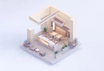 Hotel lobby corner — In a pastel palette