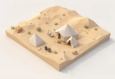 Desert camp — In a pastel palette