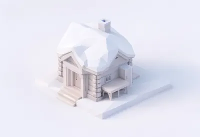 Snow cabin — In a pastel palette