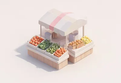 Market stall — In a pastel palette