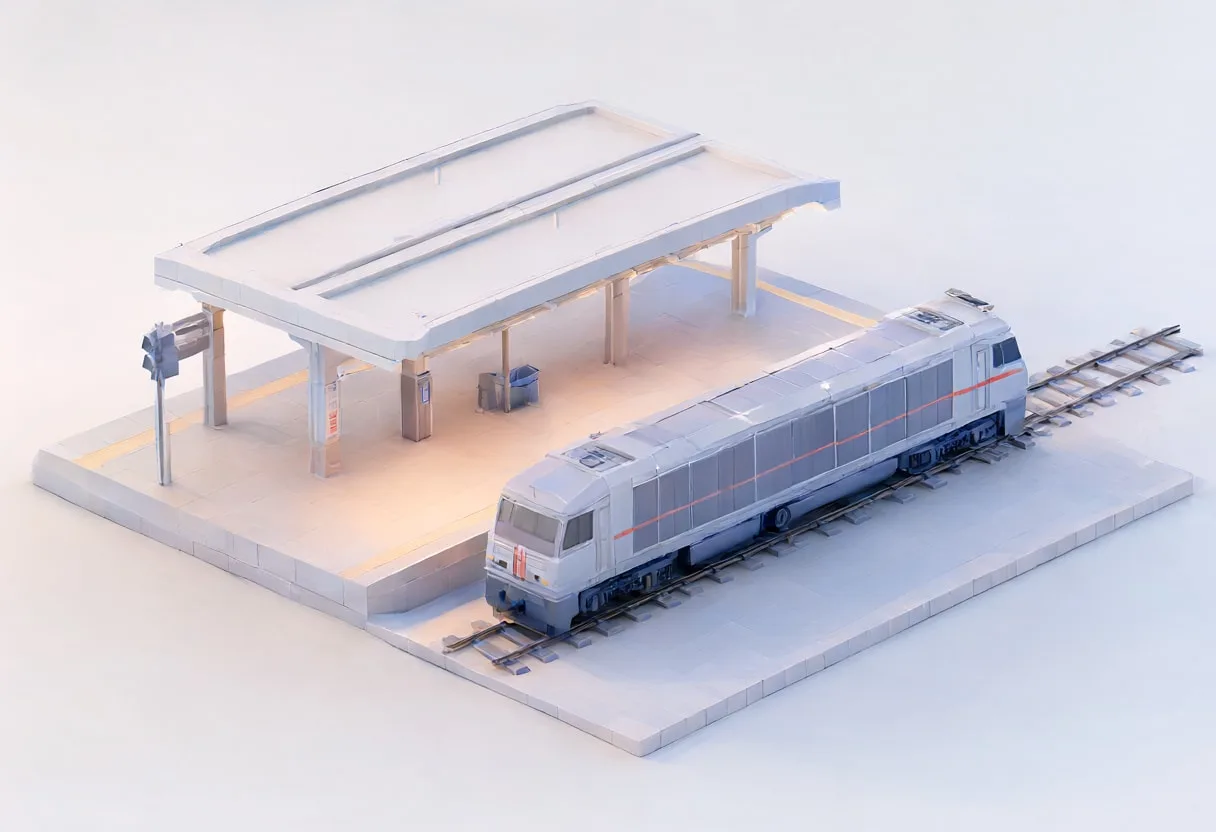 Train station platform — In a pastel palette