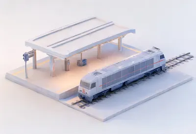 Train station platform — In a pastel palette