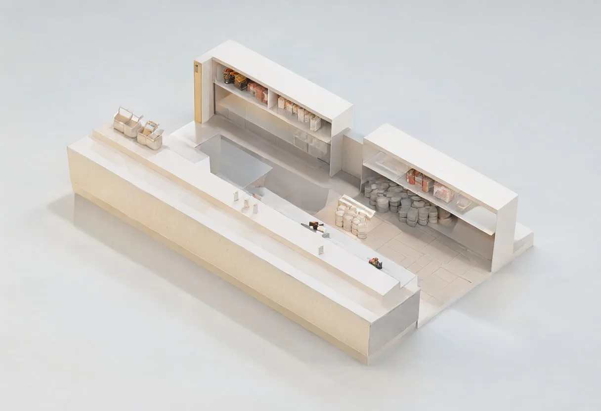 Sushi counter — In a pastel palette