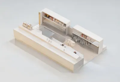 Sushi counter — In a pastel palette